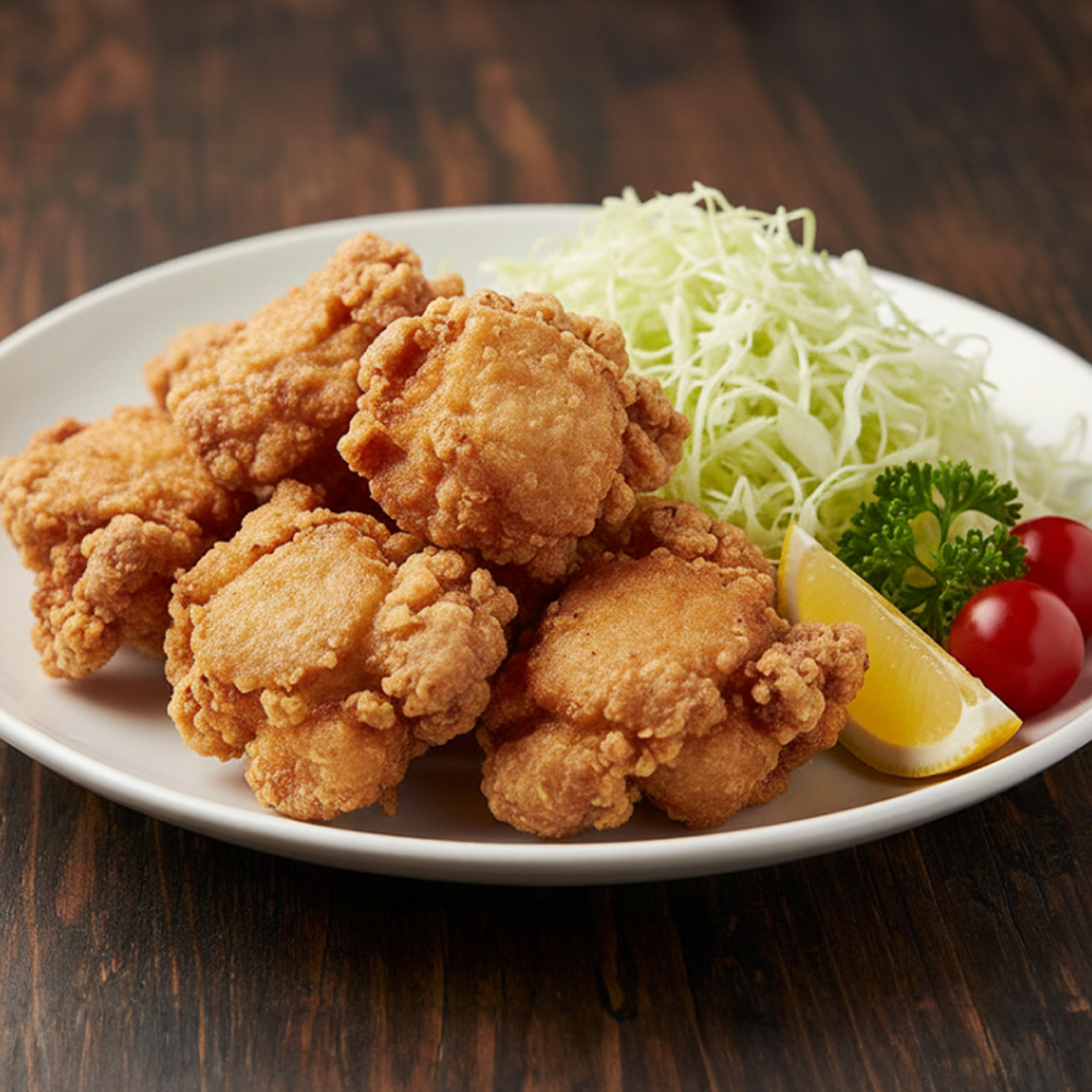 Karaage with cabbage